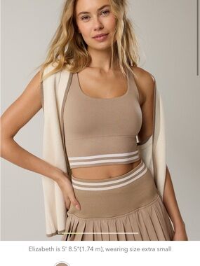 Aerie Beige Ribbed Sports Bra